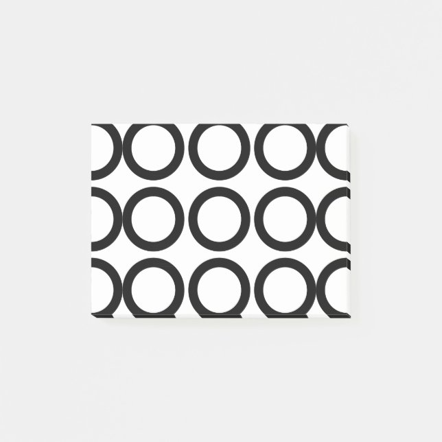 Notas Post-it® Geométrica del círculo blanco y negro (Anverso)