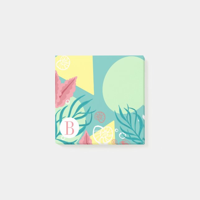 Notas Post-it® Geométrico moderno de las algas marinas oceánicas (Anverso)