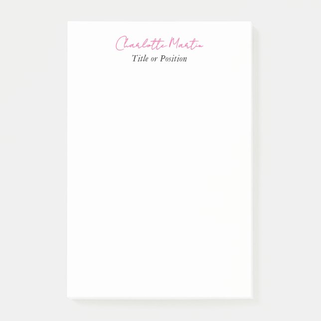 Notas Post-it® Gerente Consultor Jefe Profesional Rosa Blanco (Anverso)