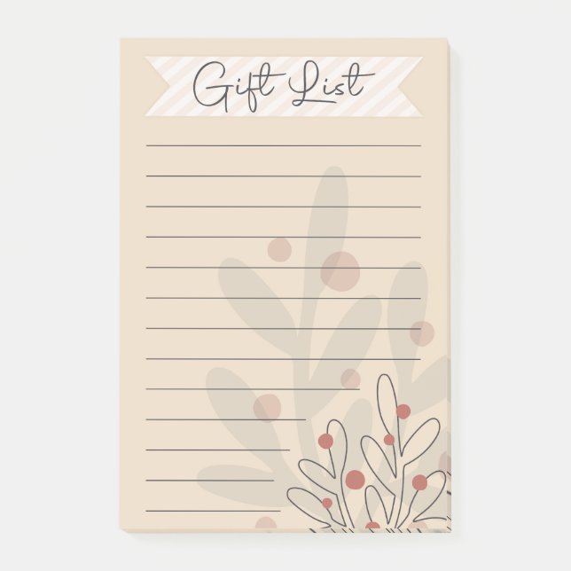Notas Post-it® Gift list, seasonal xmas mistletoe (Anverso)