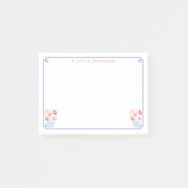 Notas Post-it® Ginger jar de clave azul predilecta rosa (Anverso)