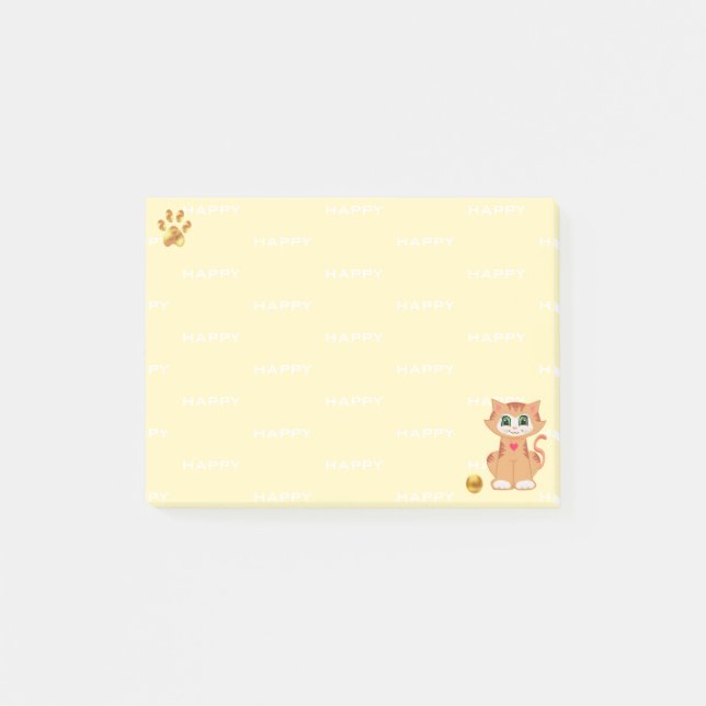 Notas Post-it® Ginger Tabby Kitty Cat Personalizado en amarillo (Anverso)