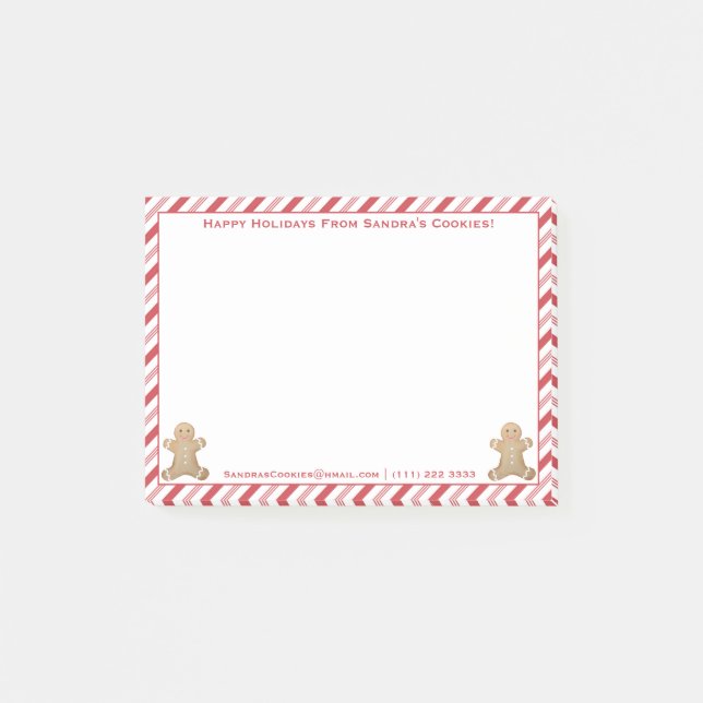 Notas Post-it® Gingerbread Peppermint Felices Fiestas Personaliza (Anverso)