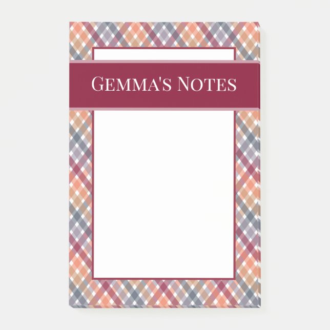 Notas Post-it® Gingham de Otoño (Anverso)