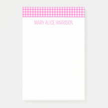 Gingham Plaid personalizado rosa y blanco