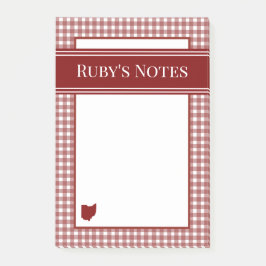 Notas Post-it® Gingham Rojo de Ohio
