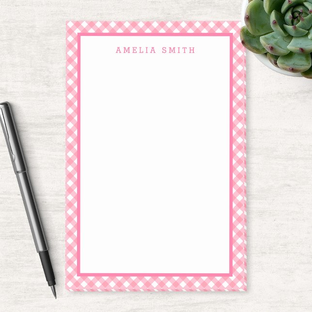 Notas Post-it® Gingham rosa bebé con frontera (Subido por el creador)