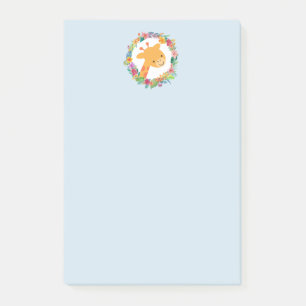 Notas Post-it® Giraffe cuta con una guirnalda floral acuática