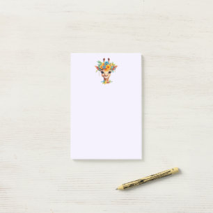 Notas Post-it® Giraffe cutánea con corona floral