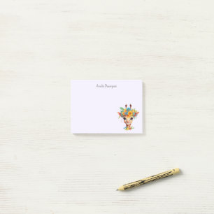 Notas Post-it® Giraffe cutánea con corona floral