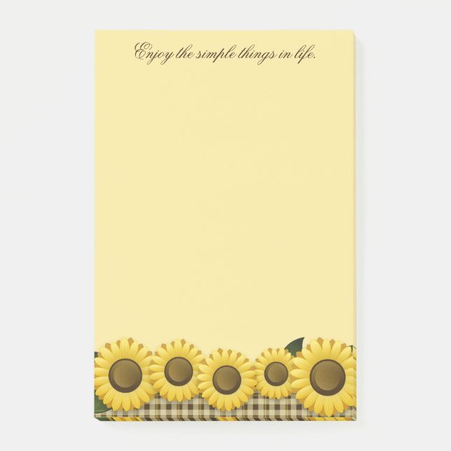 Notas Post-it® Girasol 4x6 de la tela escocesa (Anverso)