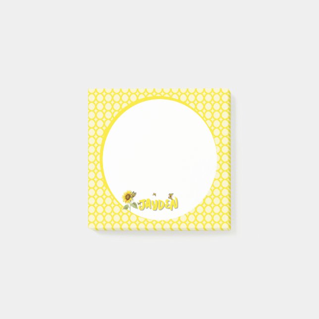 Notas Post-it® Girasol acuarela con mariposas (Anverso)
