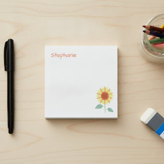 Notas Post-it® Girasol caprichoso con nombre personalizado