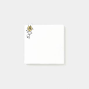 Notas Post-it® Girasol de línea estética de acuarela botánica