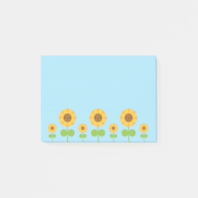 Notas Post-it® Girasoles de Kawaii (Anverso)