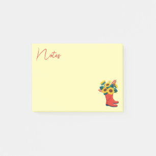 Notas Post-it® Girasoles de primavera y botas de lluvia