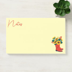 Notas Post-it® Girasoles de primavera y botas de lluvia