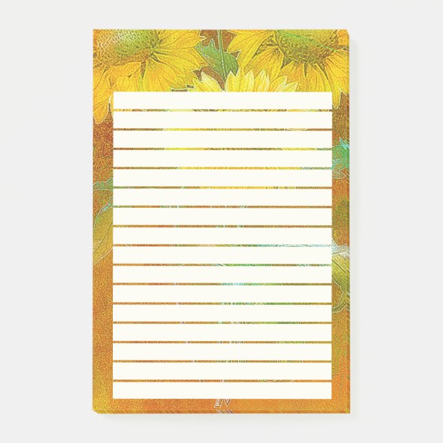 Notas Post-it® Girasoles pintados suaves (Anverso)