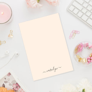 Notas Post-it® Girly Beige Monograma moderno guión personalizado