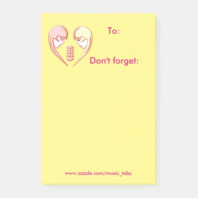 Notas Post-it® Girly BFF Karaoke Love Heart (Anverso)