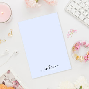 Notas Post-it® Girly Blue Monograma Moderno Script Personalizado