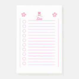 Notas Post-it® Girly Cute Conejo Pequeño Con Nombre Personalizado