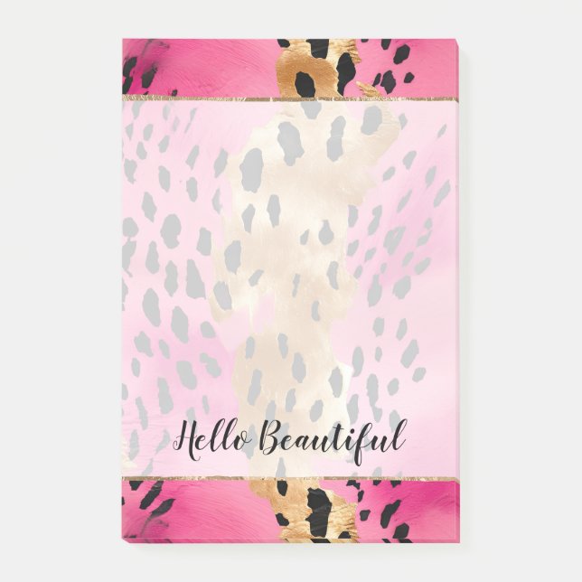 Notas Post-it® Girly Glam Gold Pink Black Leopard (Anverso)