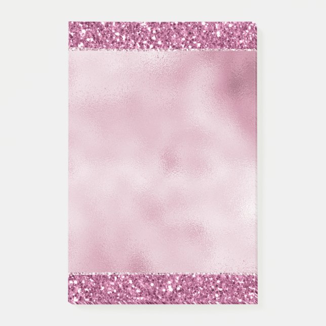 Notas Post-it® Girly Glitzy Purpurina Rosa (Anverso)