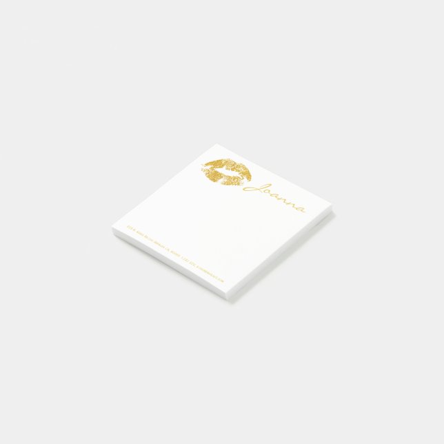 Notas Post-it® Girly Gold Purpurinas Lips (En perspectiva)