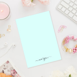 Notas Post-it® Girly Green Blue Monograma moderno guión personal