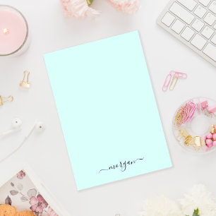 Notas Post-it® Girly Green Blue Monograma moderno guión personal