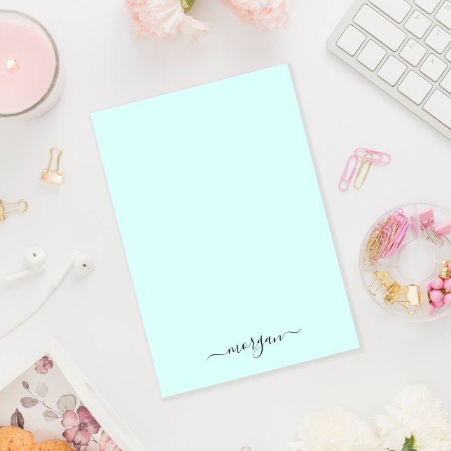 Notas Post-it® Girly Green Blue Monograma moderno guión personal (Subido por el creador)