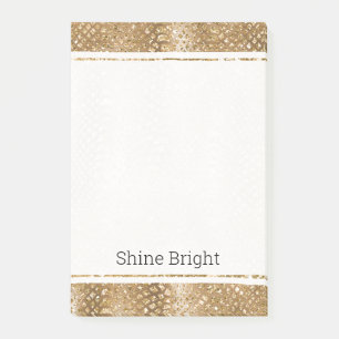 Notas Post-it® Glam Animal Glitzy de piel de serpiente dorada