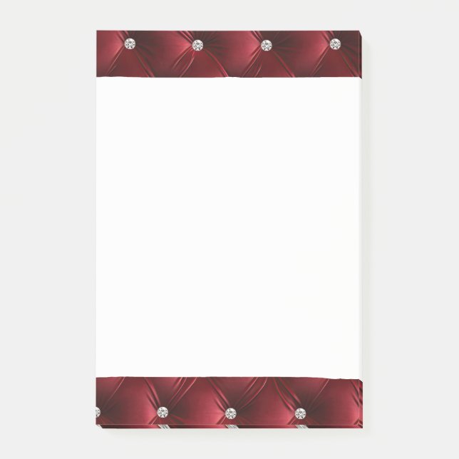 Notas Post-it® Glam Girly Red Faux Velvet de lujo (Anverso)