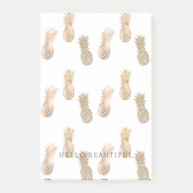Notas Post-it® Glam Gold Pineapples (Anverso)