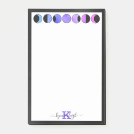 Notas Post-it® Glam Moon Phases Monograma Nombre Rectangular medi
