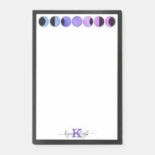 Notas Post-it® Glam Moon Phases Monograma Nombre Rectangular medi