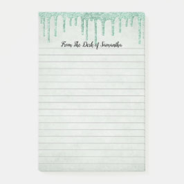 Notas Post-it® Glitter Verde Goteante Personalizado