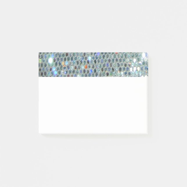 Notas Post-it® Glitzy Sparkly Silver Purpurina Bling (Anverso)