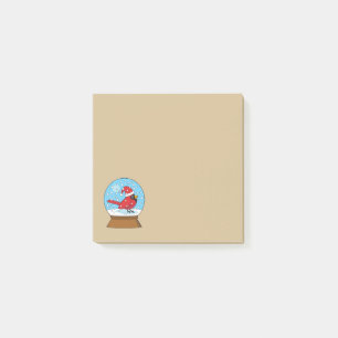 Notas Post-it® Globe de nieve con cardenal rojo curado