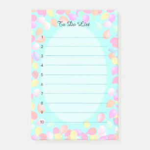 Notas Post-it® Globos pastel coloridos en la lista de tareas turq