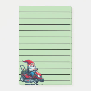 Notas Post-it® Gnome en motocicleta de césped con cesta de flores