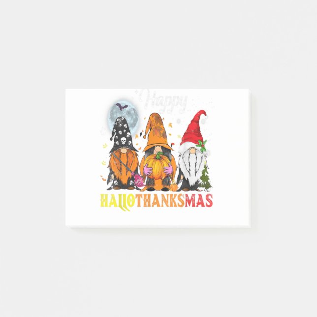 Notas Post-it® Gnomes Happy Hallothanksmas Halloween Thanksgiving (Anverso)
