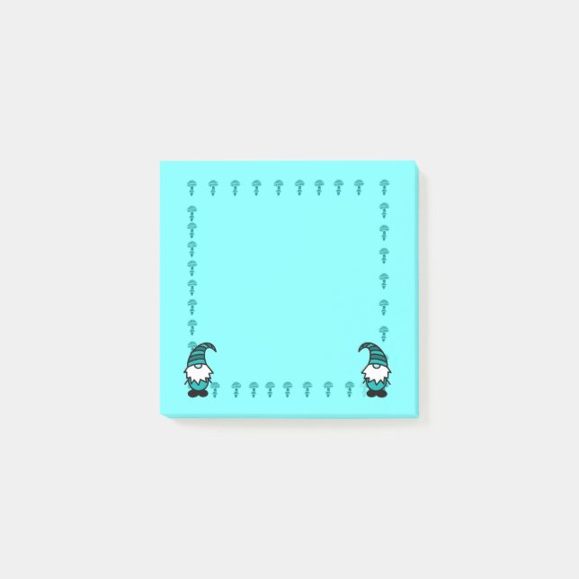 Notas Post-it® Gnomo azul con hongos (Anverso)