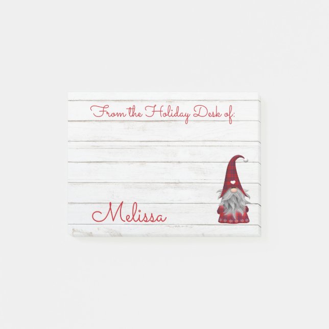 Notas Post-it® Gnomo de escritorio navideño de madera falsa rústi (Anverso)