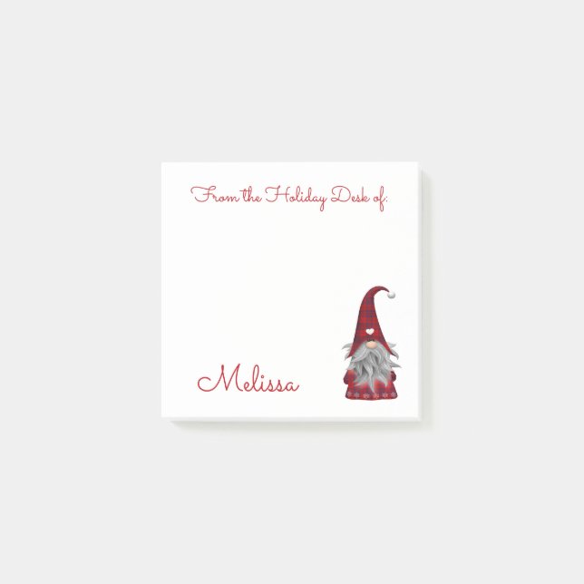 Notas Post-it® Gnomo de escritorio navideño rústico y adorable he (Anverso)