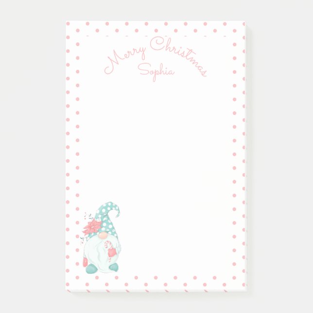 Notas Post-it® Gnomo de Navidad Feliz Pastelito Personalizado con (Anverso)