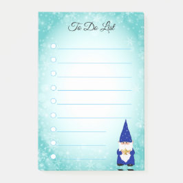 Notas Post-it® gnomo lindo con cola azul y blanca