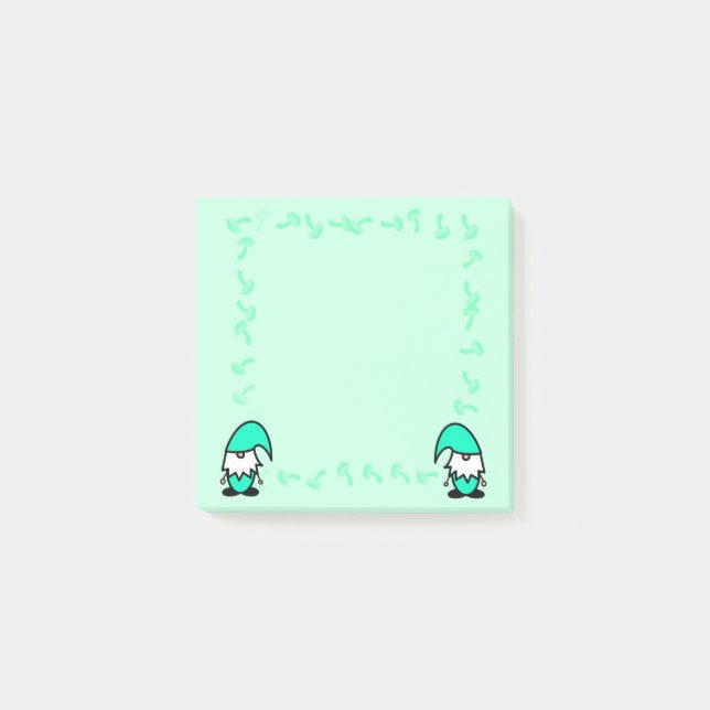 Notas Post-it® Gnomos turquesas con hongos (Anverso)