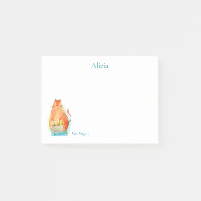 Notas Post-it® Go Vegan Naranja Eco Friendly Personalizado Cat (Anverso)